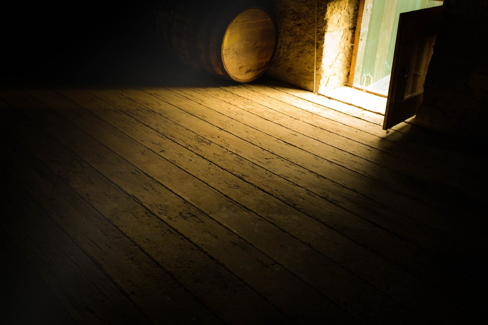 A cask by the warehouse door at Larch Grove